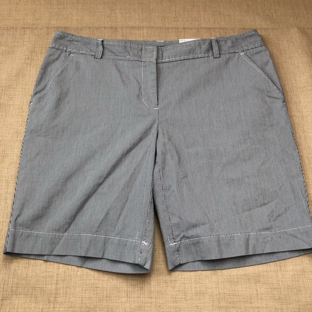Lands End Fit 1 Cotton Blue Striped 9in Shorts